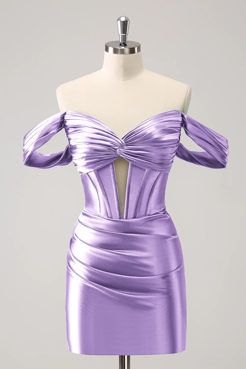 Tight Off the Shoulder Corset Satin Homecoming Dress