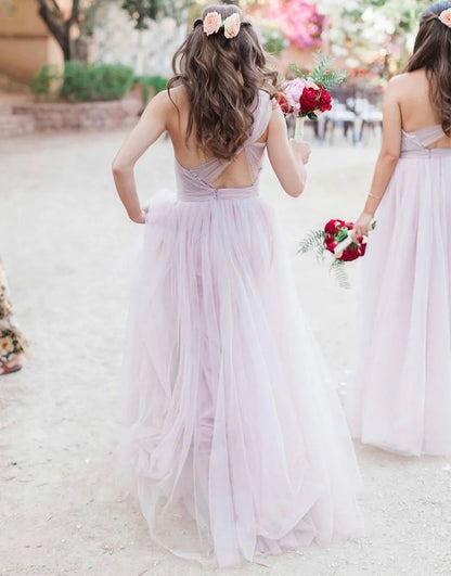 Tulle One Shoulder Lilac Floor-length Bridesmaid Dress