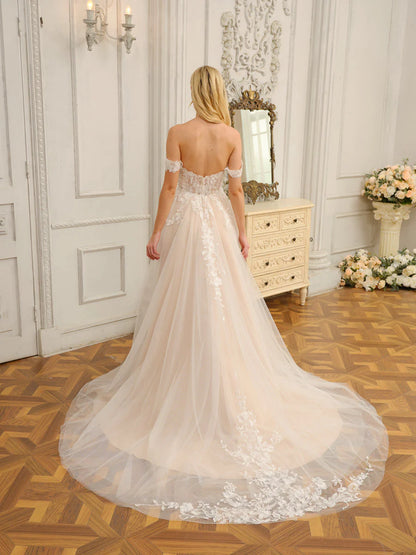 A-Line/Princess Sleeveless Long Wedding Dresses With Appliques