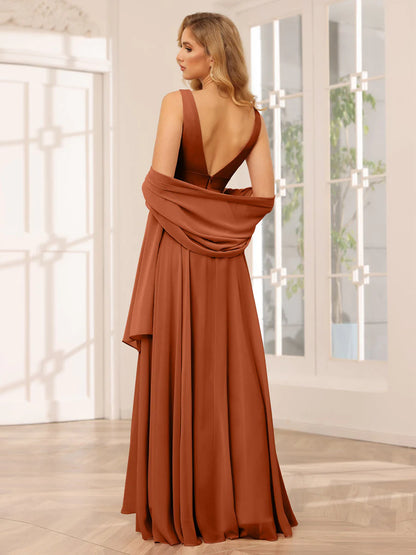 A-Line/Princess V-Neck Asymmetrical Bridesmaid Dresses With Ruffles