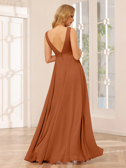 A-Line/Princess V-Neck Asymmetrical Bridesmaid Dresses With Ruffles