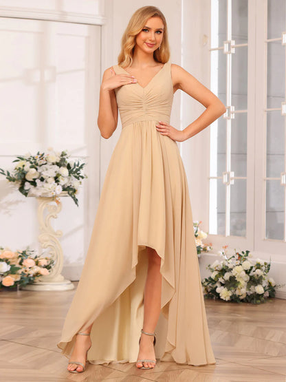 A-Line/Princess V-Neck Long Wedding Party Dresses With Pockets