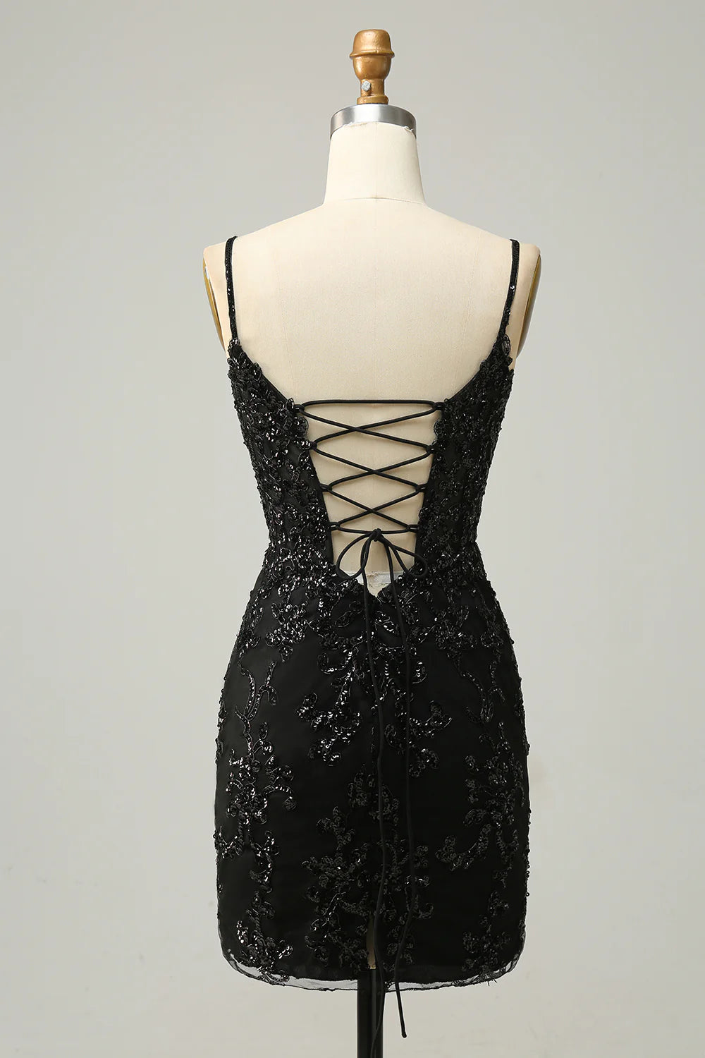 Sheath Black Sequins Homecoming Dress With Criss Cross Back