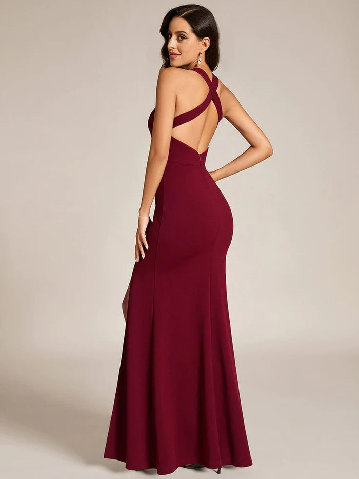 Custom Size V-Neck Sleeveless Bodycon Evening Dress