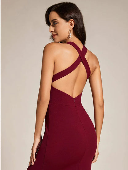 Custom Size V-Neck Sleeveless Bodycon Evening Dress