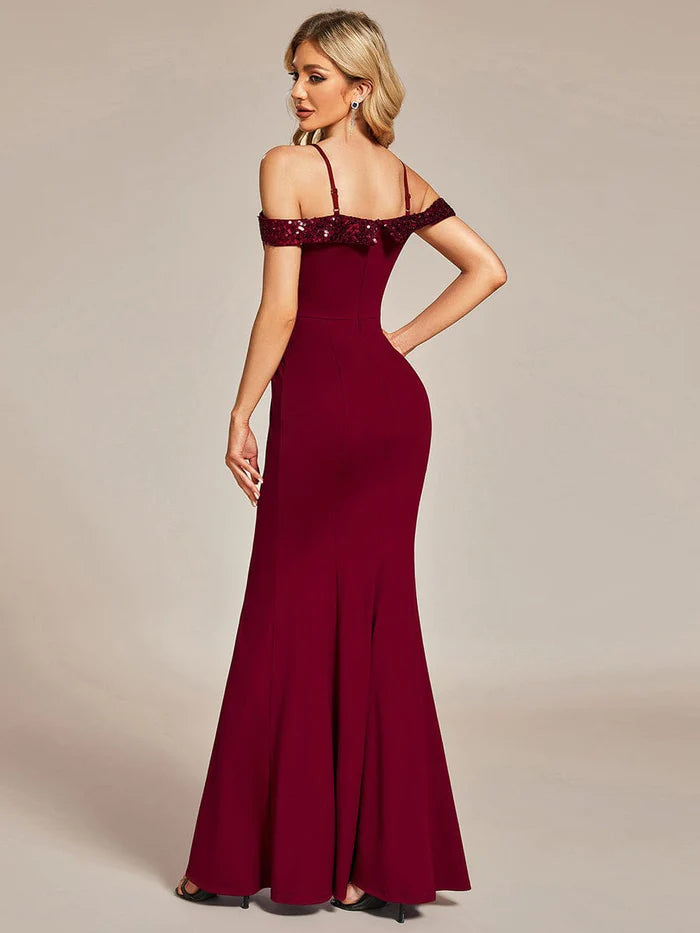 Elegant Fishtail Bodycon Evening Dress with Spaghetti Straps