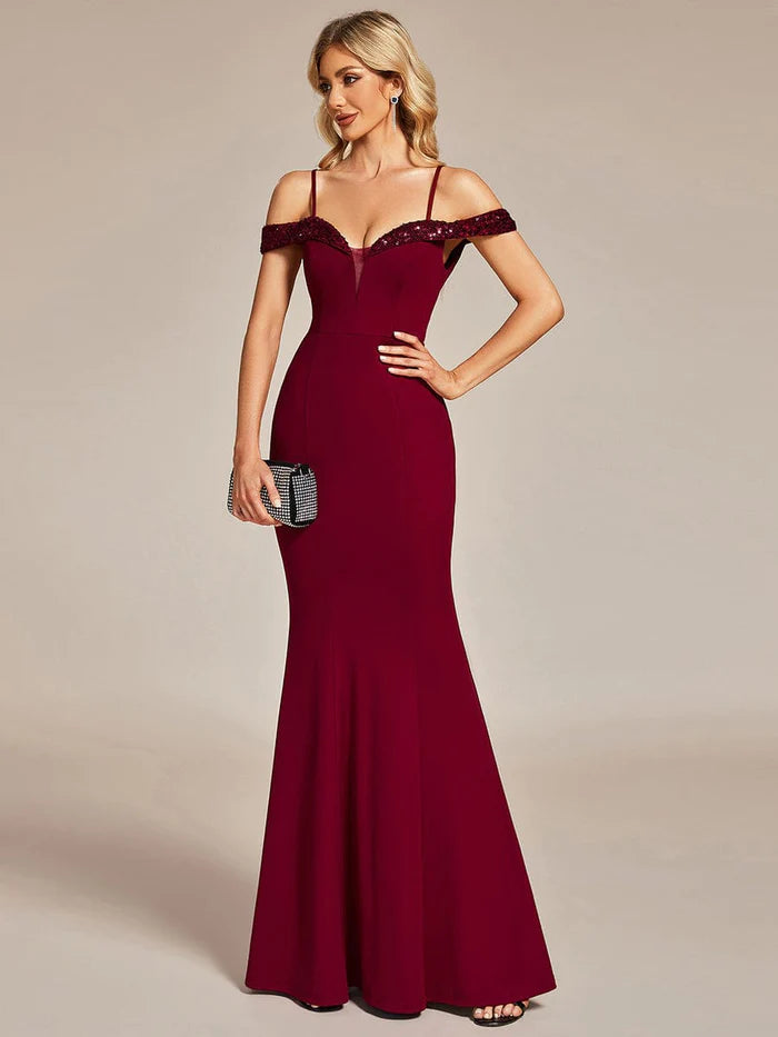 Elegant Fishtail Bodycon Evening Dress with Spaghetti Straps