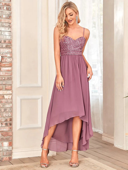 Asymmetrical Hemline Ethereal Formal Evening Dress