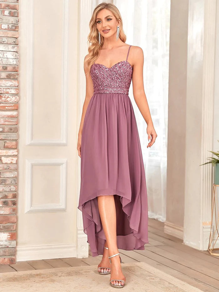 Asymmetrical Hemline Ethereal Formal Evening Dress