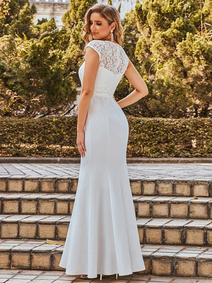 Simple Cap Sleeve Sweetheart Mermaid Style Wedding Dress