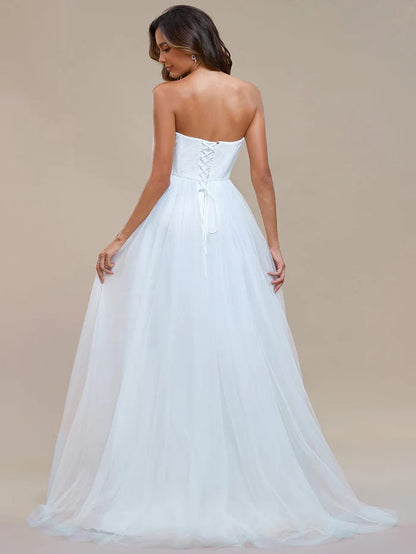 Koutun Graceful Strapless Sleeveless A-Line Wedding Dress