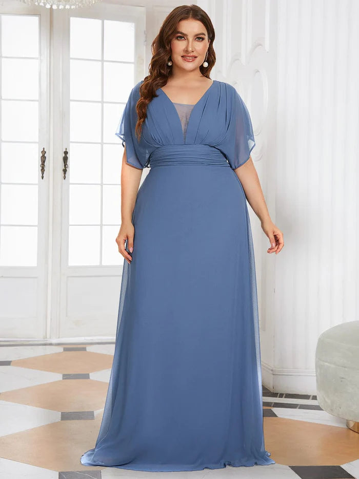 A-Line Empire Waist Chiffon Long Evening Party Dress