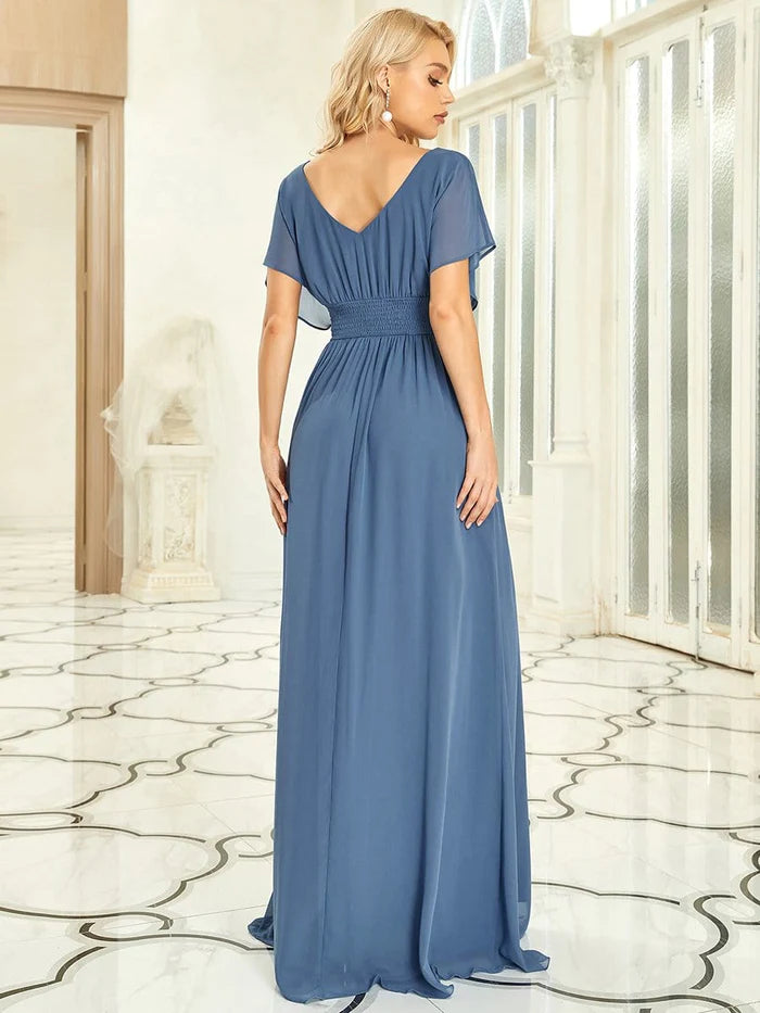 A-Line Empire Waist Chiffon Long Evening Party Dress