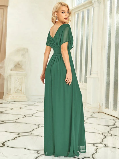 A-Line Empire Waist Chiffon Long Evening Party Dress