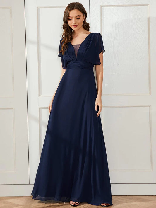 Stunning A-Line Empire Waist Chiffon Wedding Guest Dress