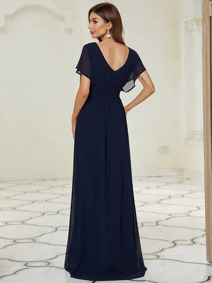 A-Line Empire Waist Chiffon Long Evening Party Dress