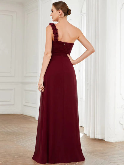 Chiffon One Shoulder Long Bridesmaid Dresses