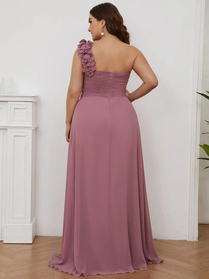 Chiffon One Shoulder Maxi Long Bridesmaid Dresses for Women