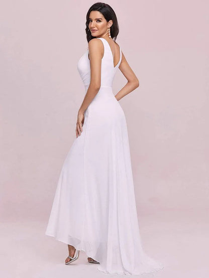 V-Neck High-Low Chiffon Evening Dress