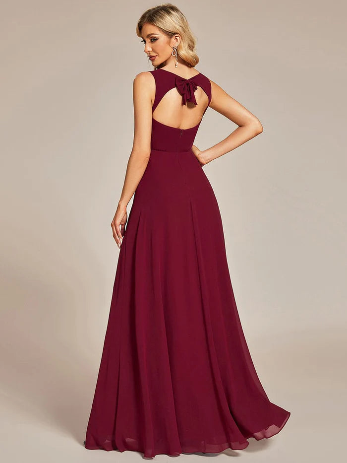 Elegant Chiffon Sleeveless Bridesmaid Dress with Backless