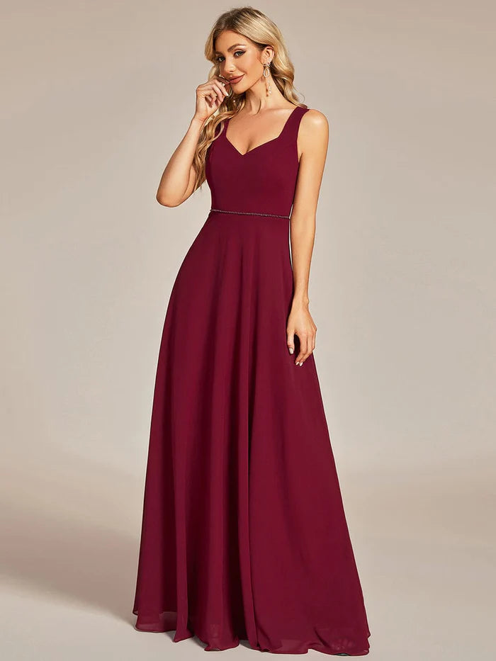 Elegant Chiffon Sleeveless Bridesmaid Dress with Backless