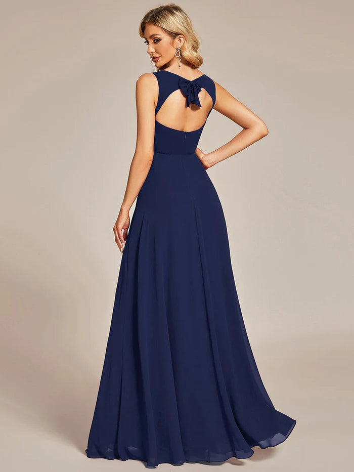 Elegant Chiffon Sleeveless Bridesmaid Dress with Backless