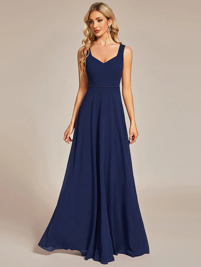 Elegant Chiffon Sleeveless Bridesmaid Dress with Backless