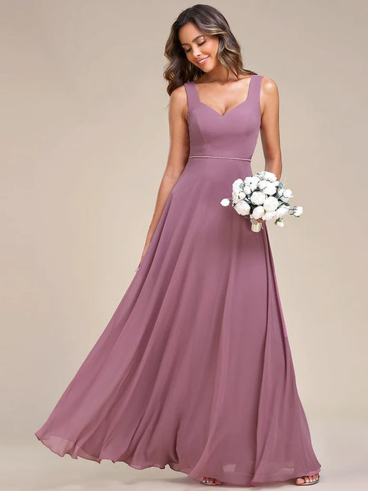 Elegant Chiffon Sleeveless Bridesmaid Dress with Backless