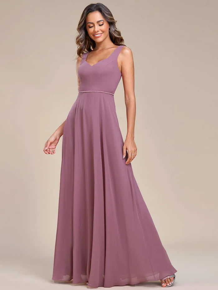 Elegant Chiffon Sleeveless Bridesmaid Dress with Backless