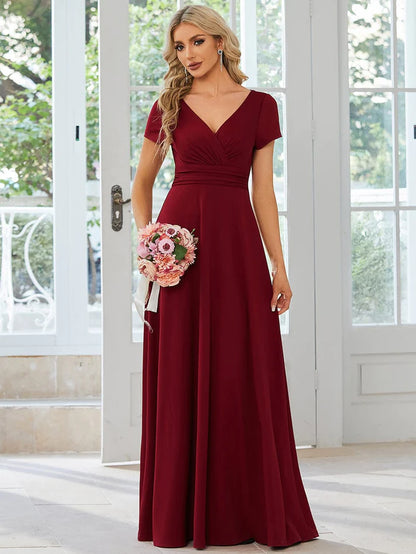 Custom Size Simple Pleated Empire Waist A-Line Bridesmaid Dress