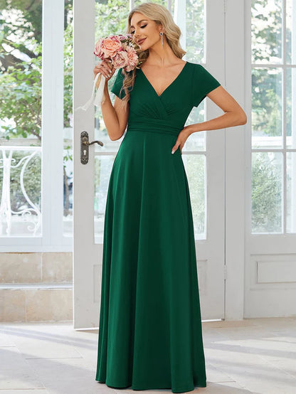 Custom Size Simple Pleated Empire Waist A-Line Bridesmaid Dress