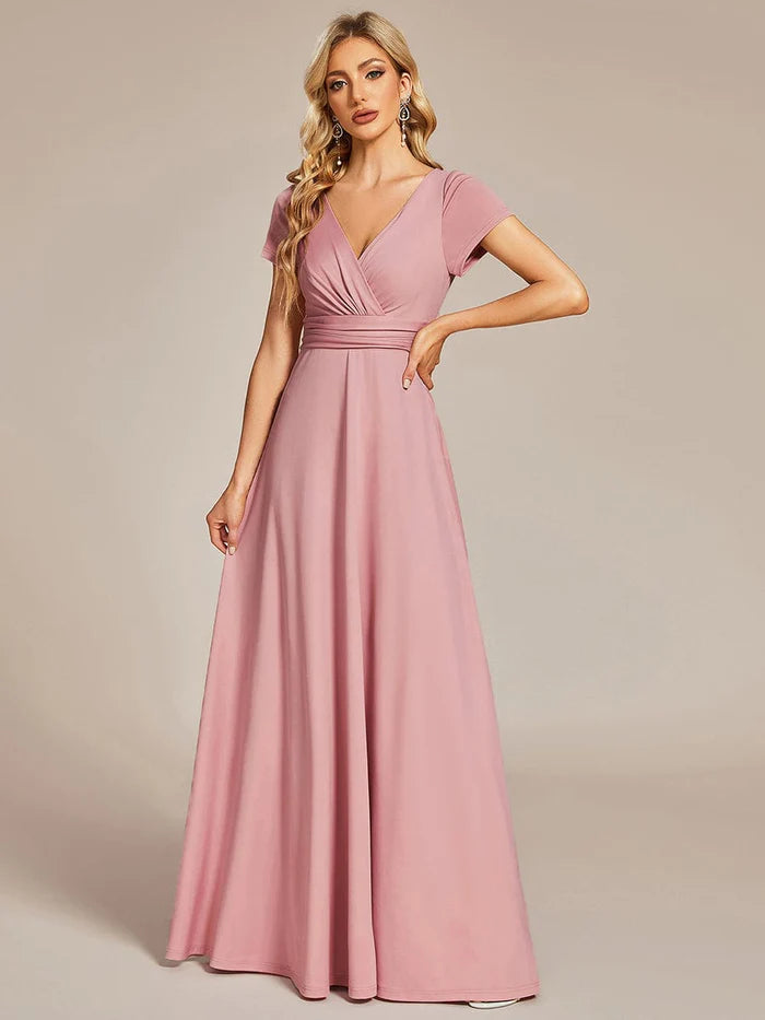 Custom Size Simple Pleated Empire Waist A-Line Bridesmaid Dress