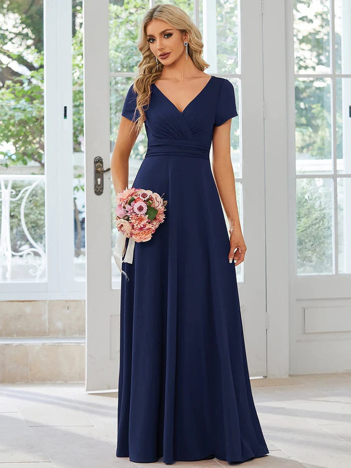 Custom Size Simple Pleated Empire Waist A-Line Bridesmaid Dress