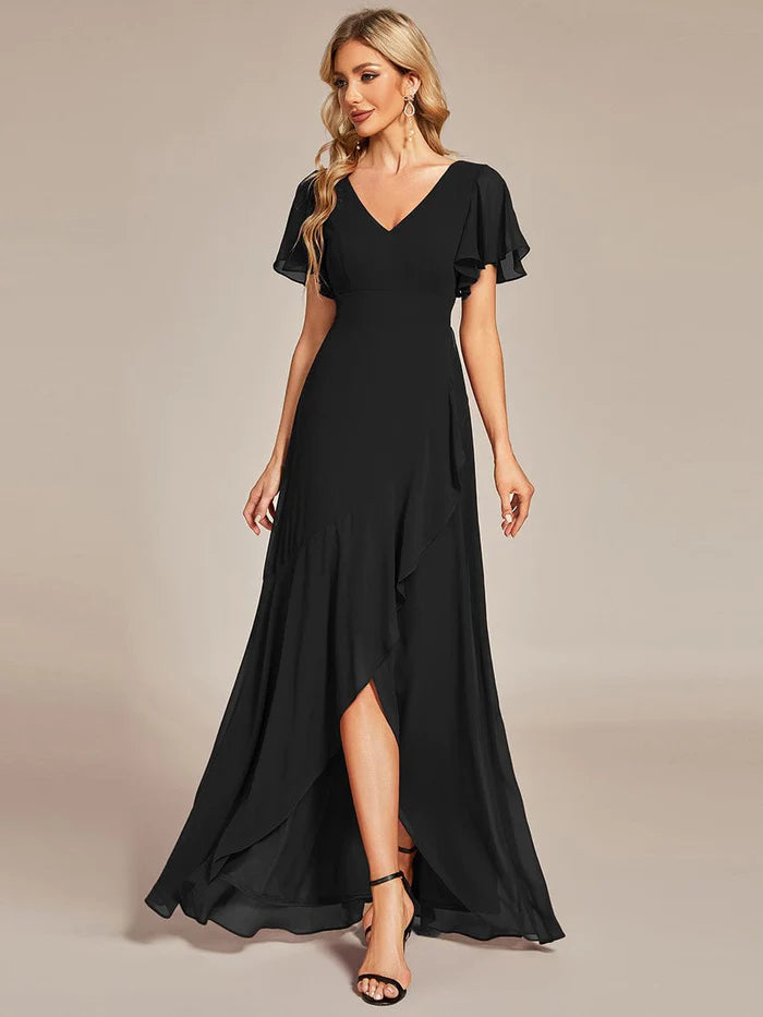 Charming Chiffon Bridesmaid Dress with Lotus Leaf Hemline