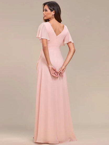 Charming Chiffon Bridesmaid Dress with Lotus Leaf Hemline