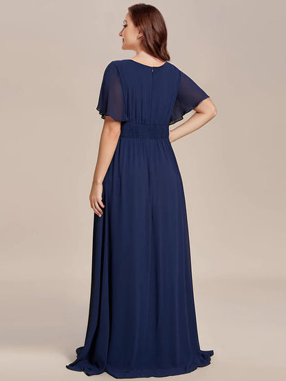 Simple Chiffon Pleated A-Line Round Neckline Bridesmaid Dress