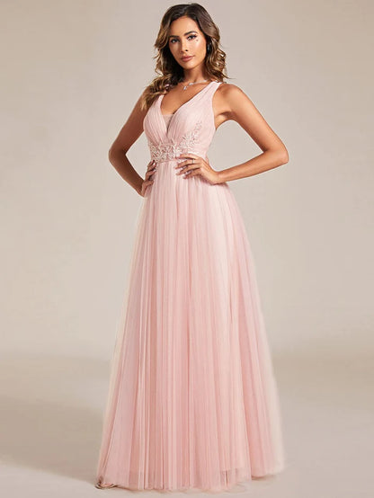 Elegant Sleeveless V-Neck A-Line Bridesmaid Dress