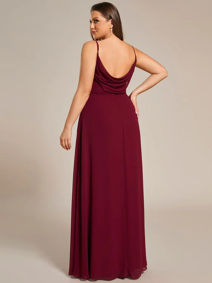 Plus Size Pleated Sweetheart Backless Floor Length Bridesmaid Dress