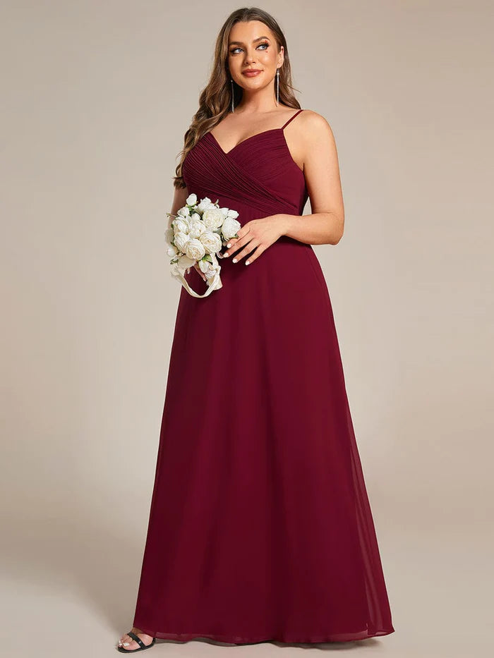 Plus Size Pleated Sweetheart Backless Floor Length Bridesmaid Dress