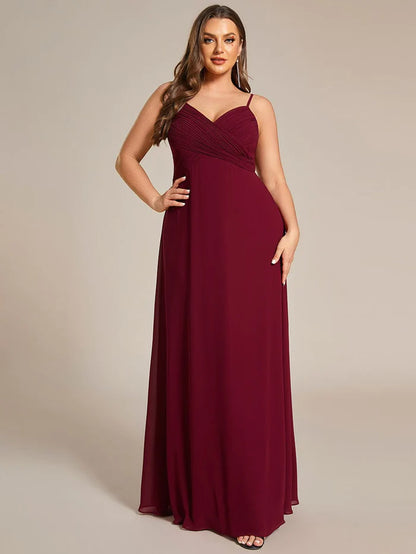 Plus Size Pleated Sweetheart Backless Floor Length Bridesmaid Dress