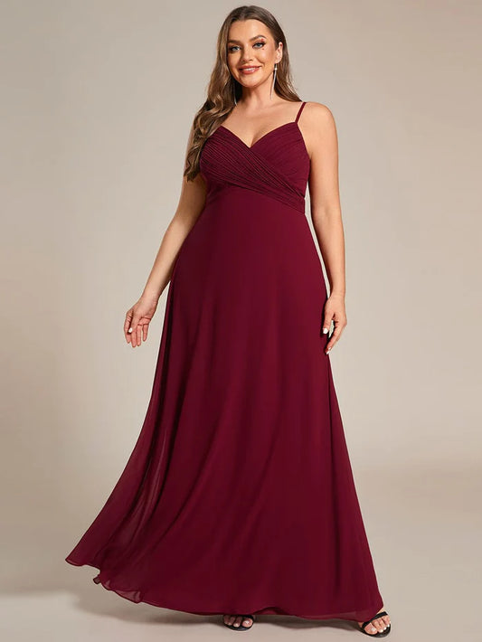 Plus Size Pleated Sweetheart Backless Floor Length Bridesmaid Dress