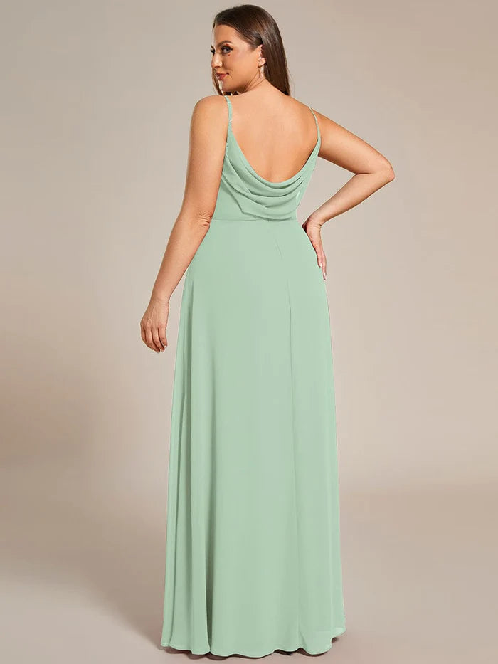 Plus Size Pleated Sweetheart Backless Floor Length Bridesmaid Dress