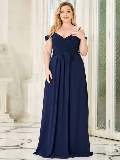 Cold Shoulder High Waist Floor Length Bridesmaid Dress