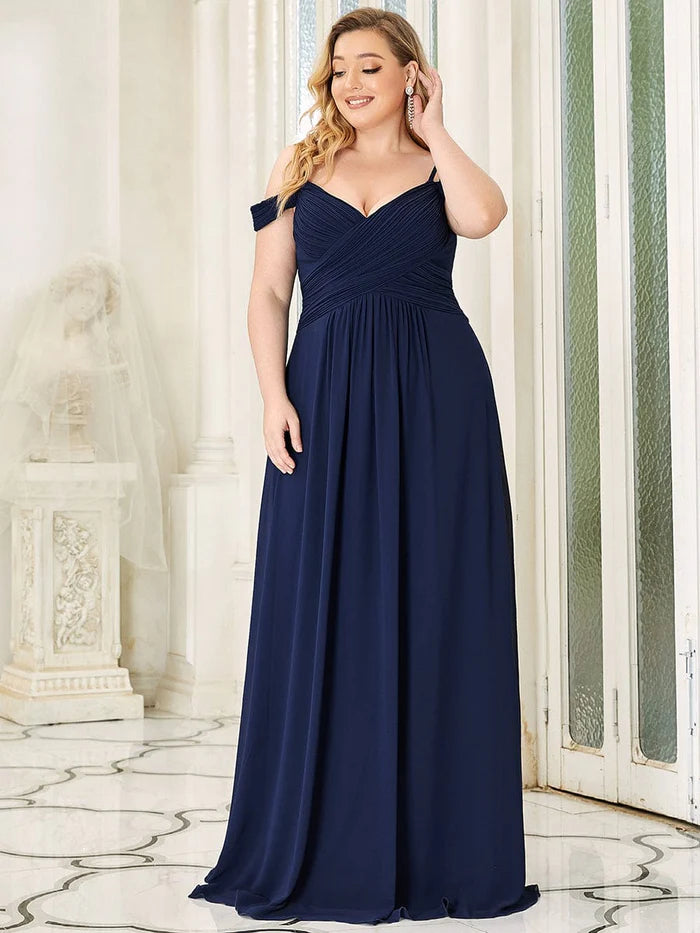 Cold Shoulder High Waist Floor Length Bridesmaid Dress