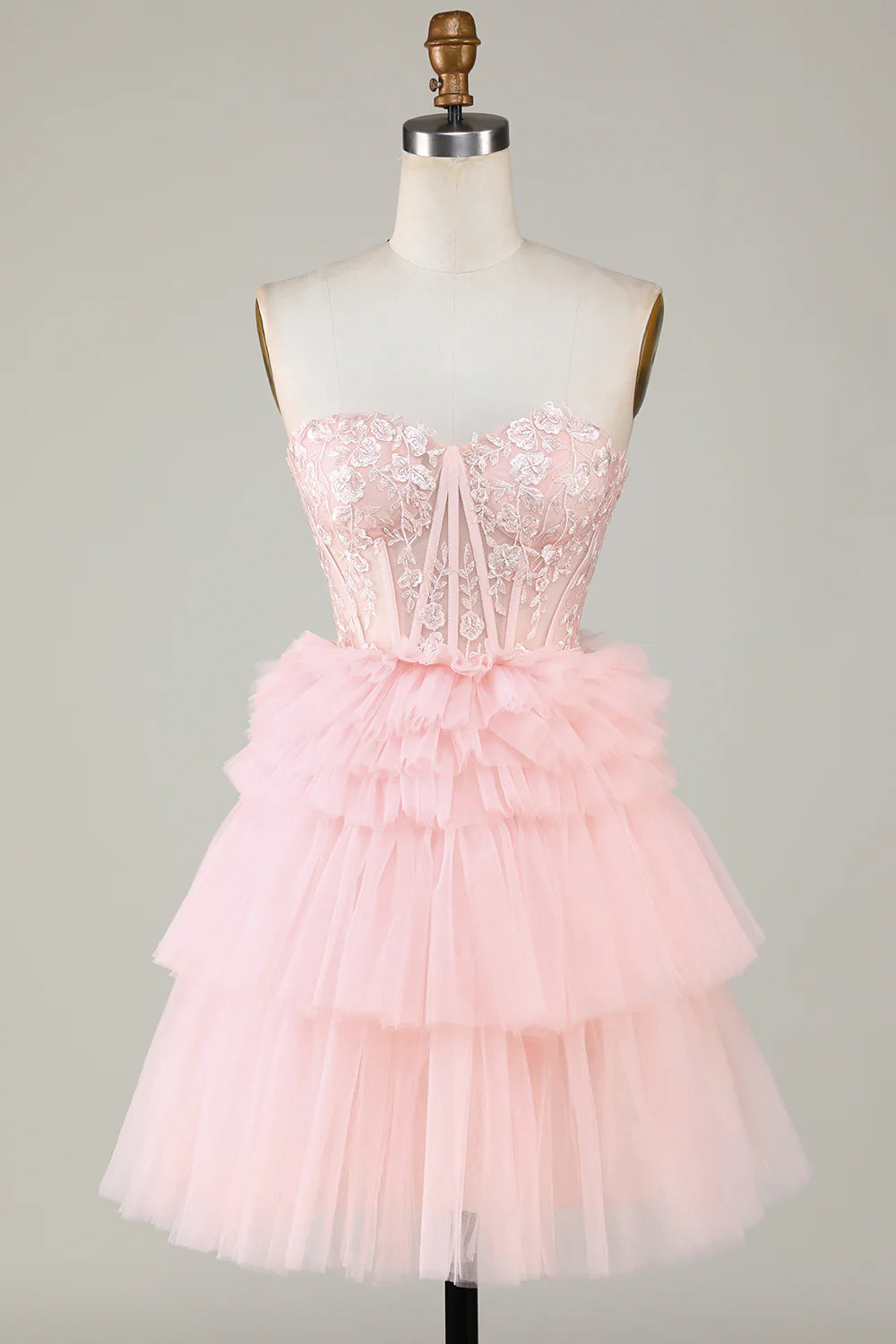 Pink A-Line Sweetheart Short Homecoming Dress with Ruffles