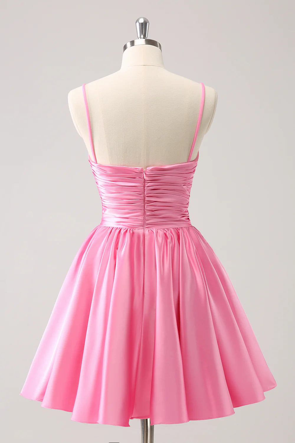 Cute A-Line Spaghetti Straps Pleated Homecoming Dress with Keyhole