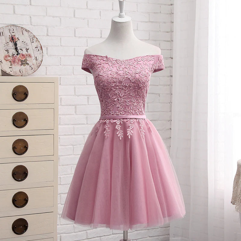 Lovely Off Shoulder Short Party Dress Cute Homecoming Dress