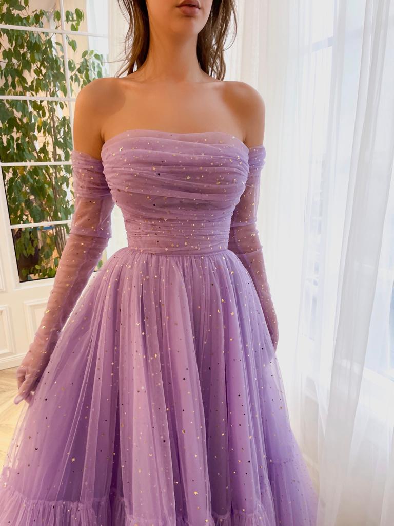 Lilac Starlight Lullaby Midi Prom Dress Women Gown RomanceTulle