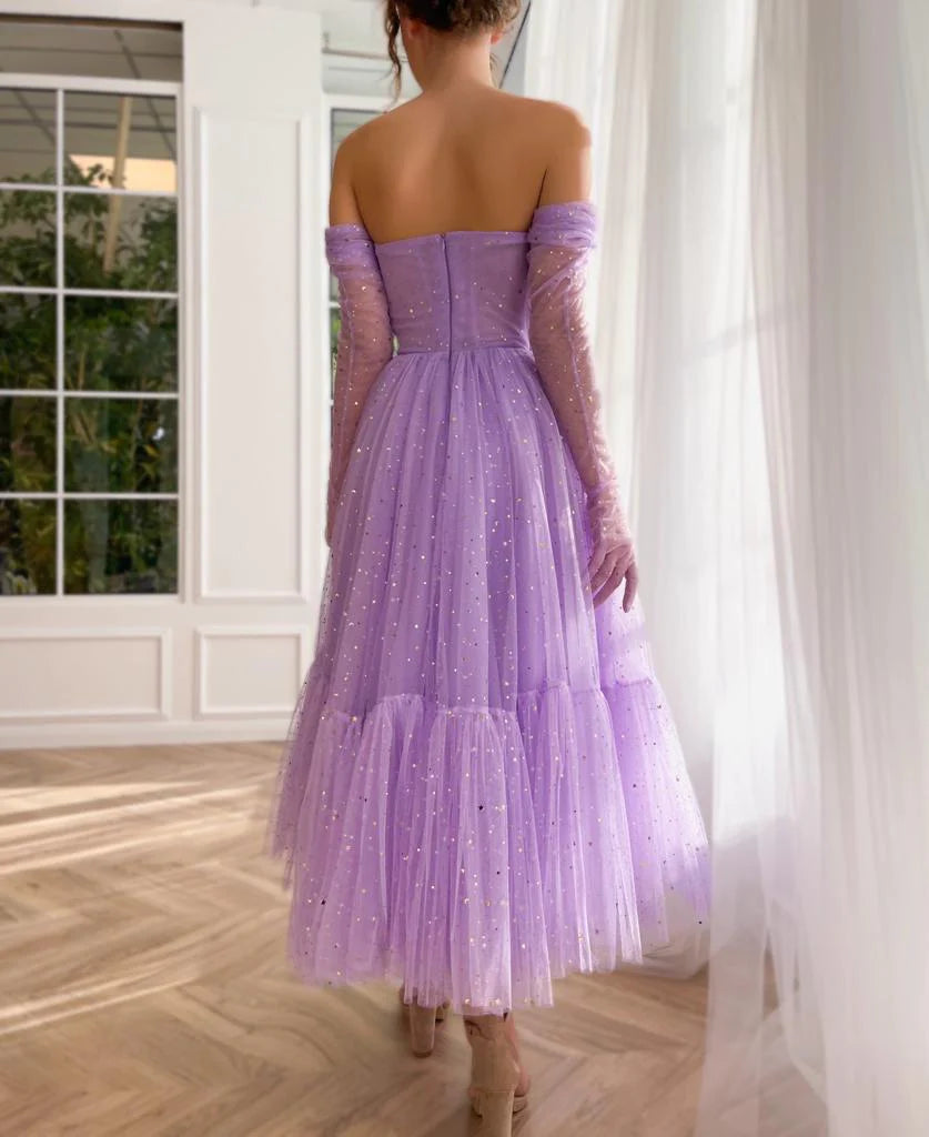 Lilac Starlight Lullaby Midi Prom Dress Women Gown RomanceTulle