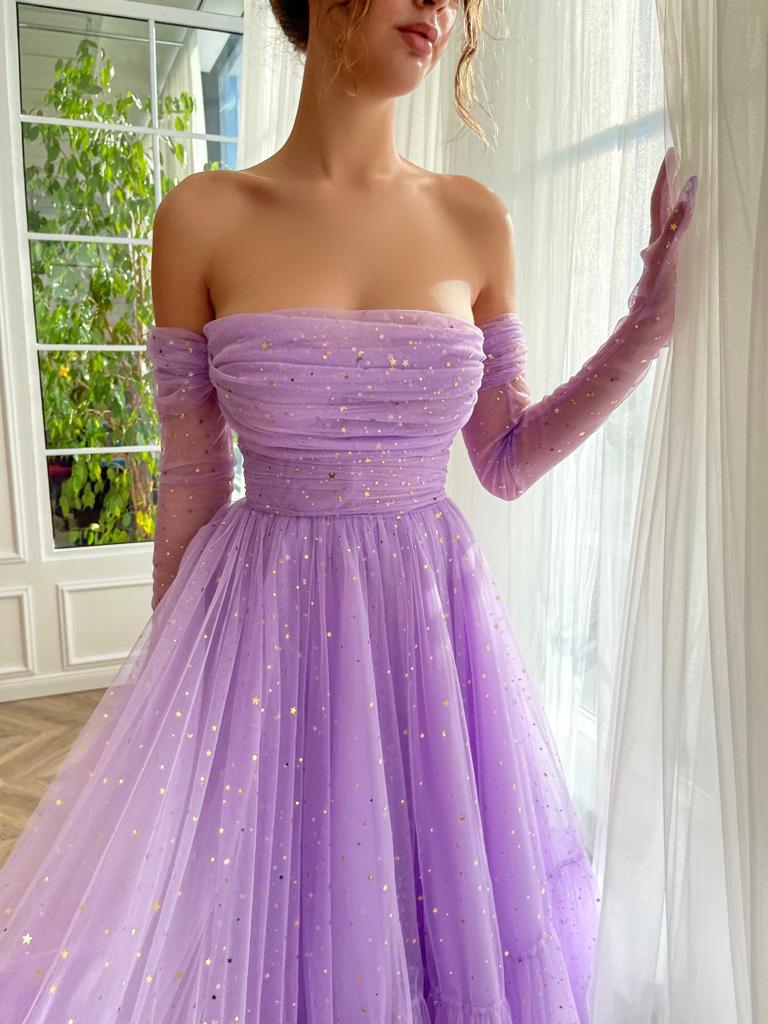 Lilac Starlight Lullaby Midi Prom Dress Women Gown RomanceTulle